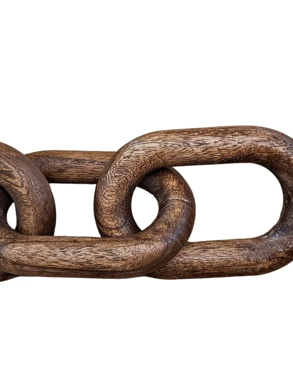 5 Link Natural Wood Chain Sculpture Rustic Home Décor 21″ Long